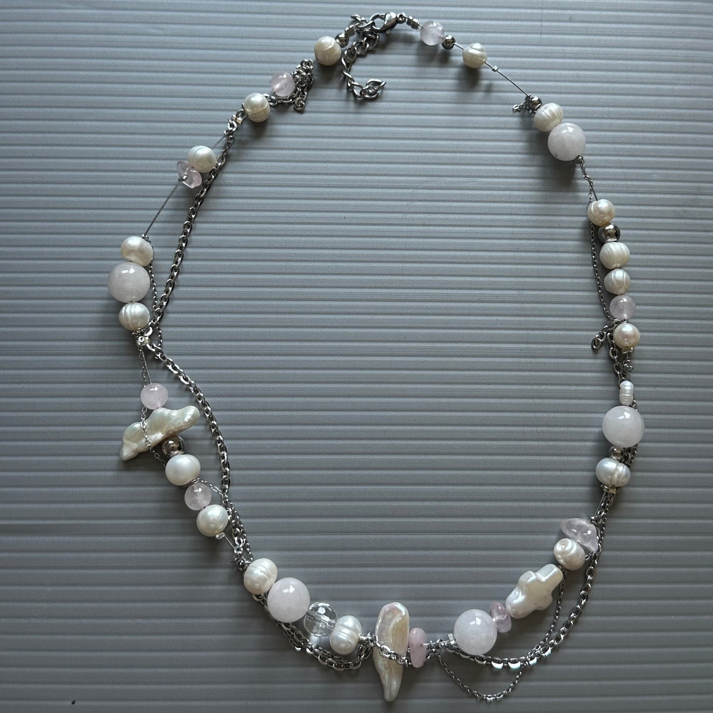 Rosequarz Steel Necklace