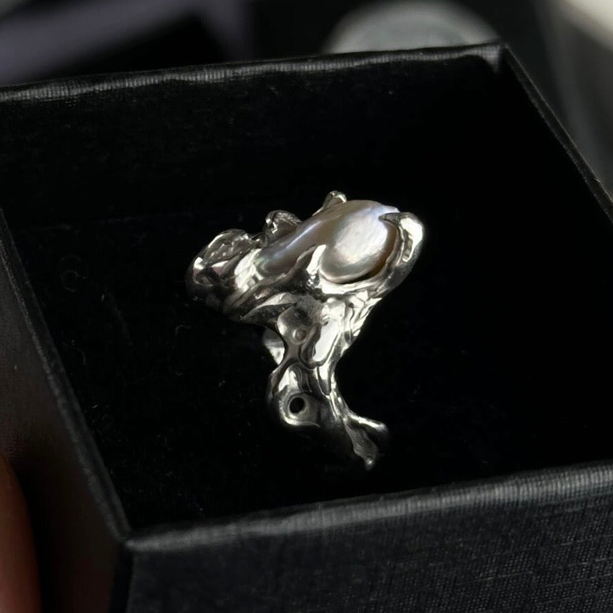Custom Pearl Silver Ring