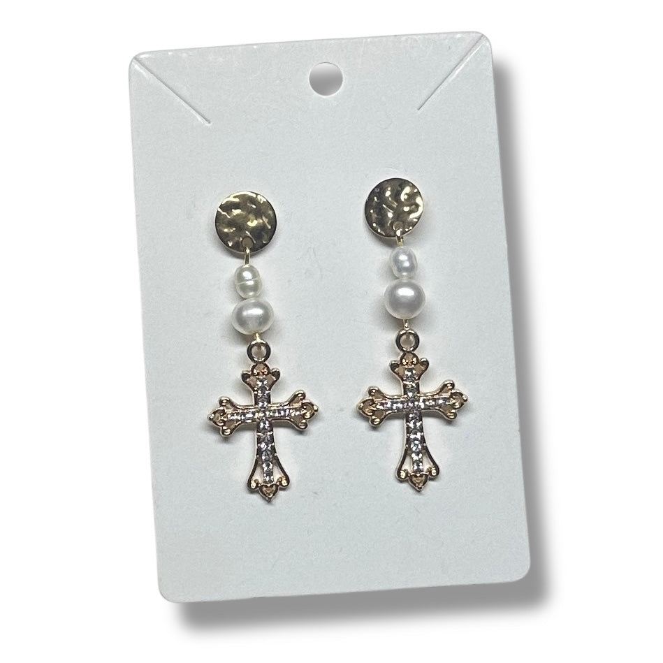 Gold Cross Earrings