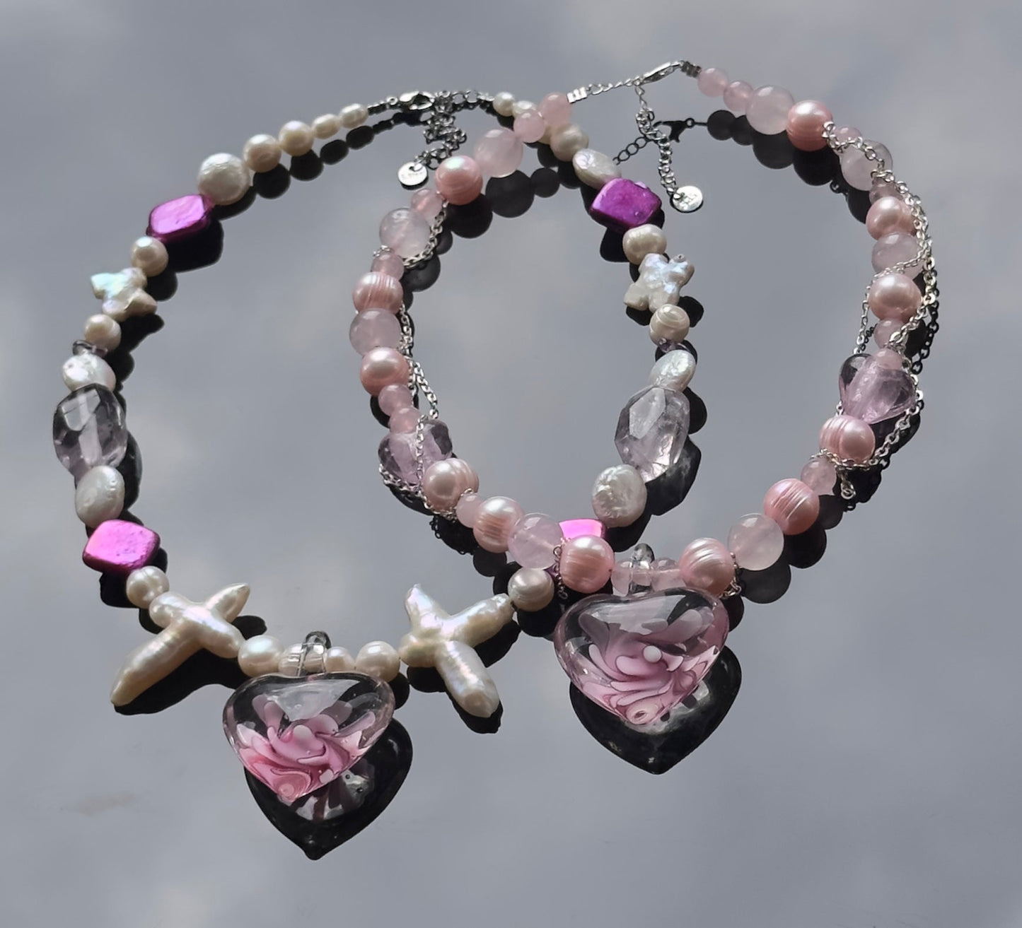 Flower Roseglass Necklace