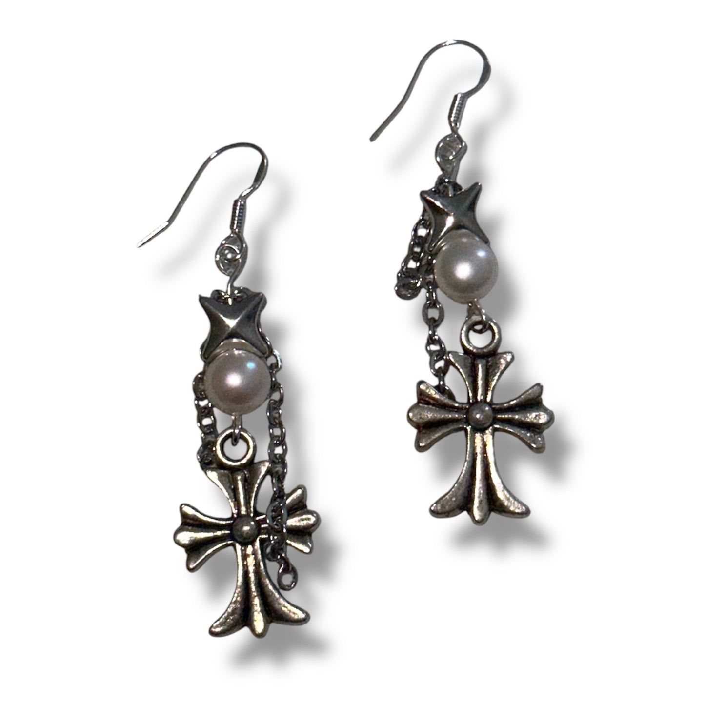 Pearl Cross Earrings