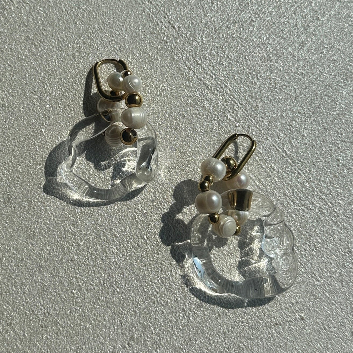 Gold Glass Pearl Earrings