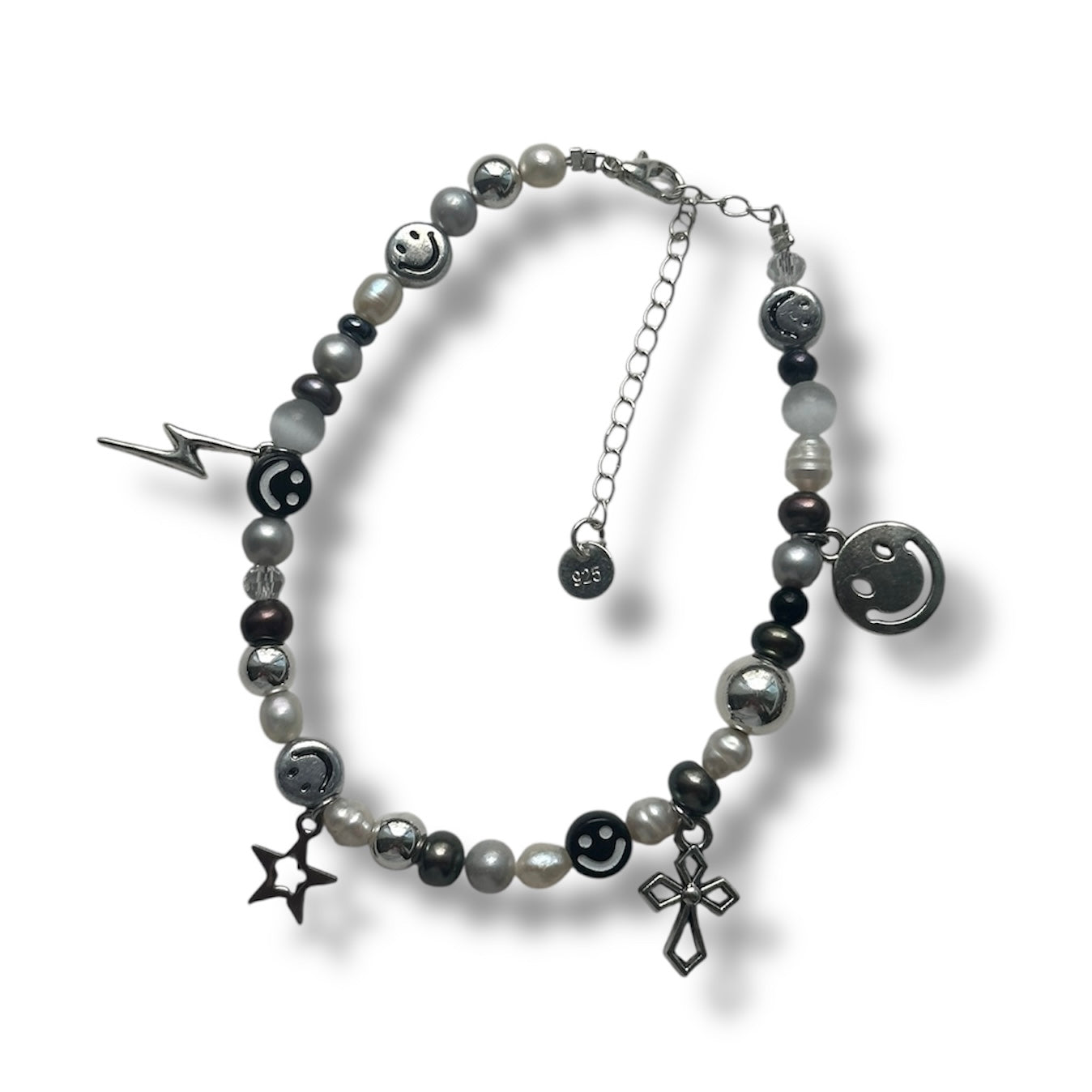 Black Flash Smiley Bracelet