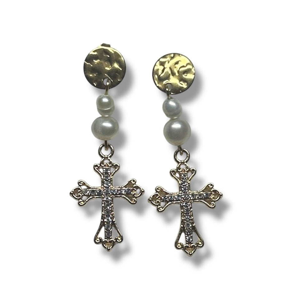 Gold Cross Earrings