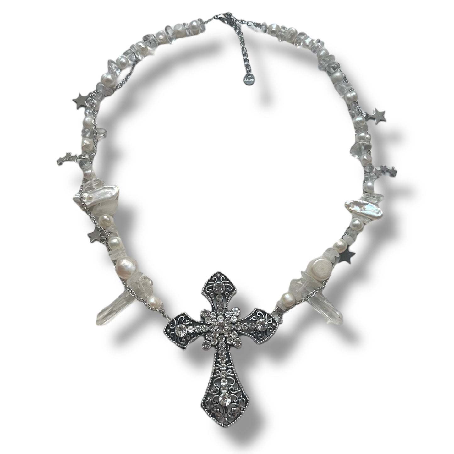 Big Grey Cross Necklace