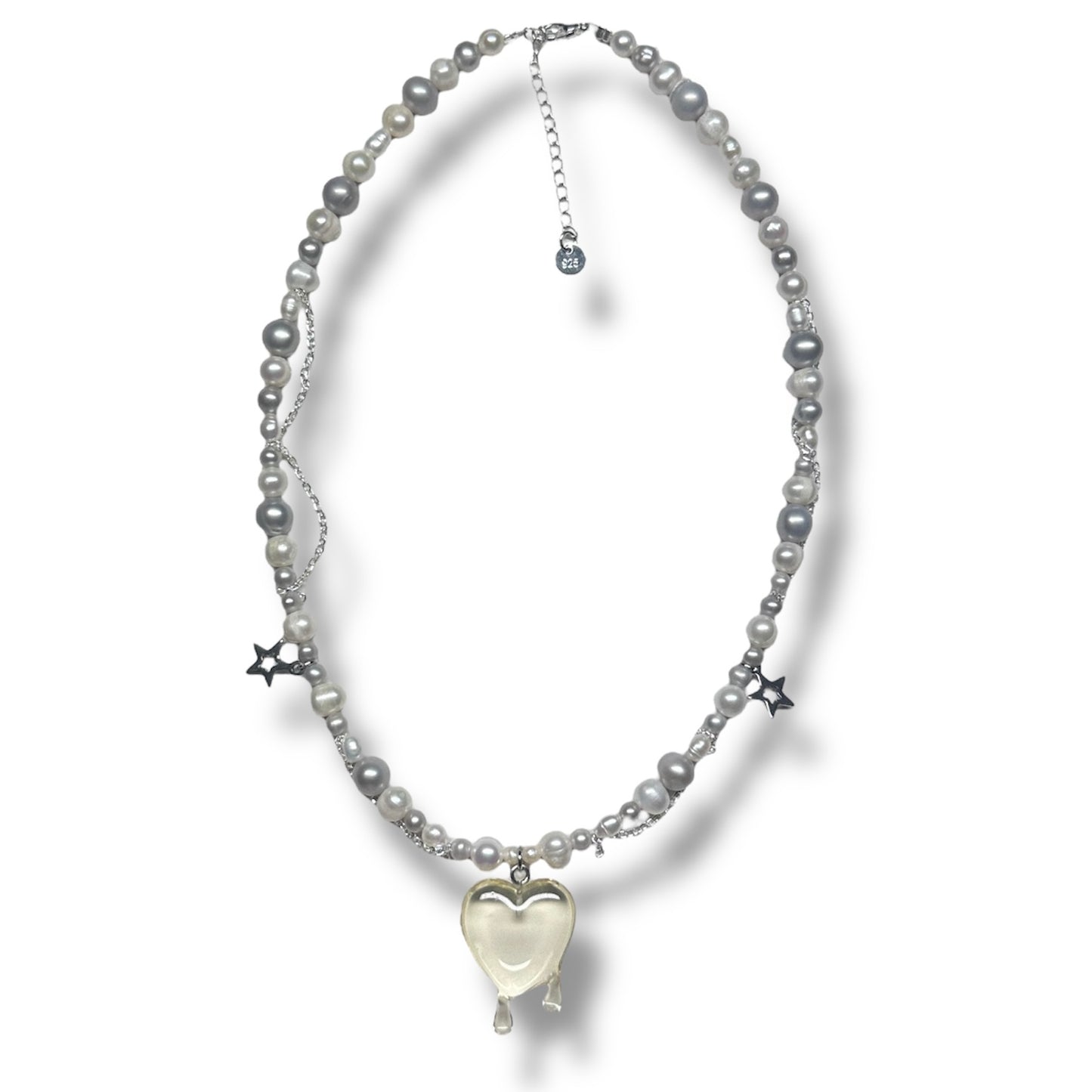 Melted Grey Heart Necklace