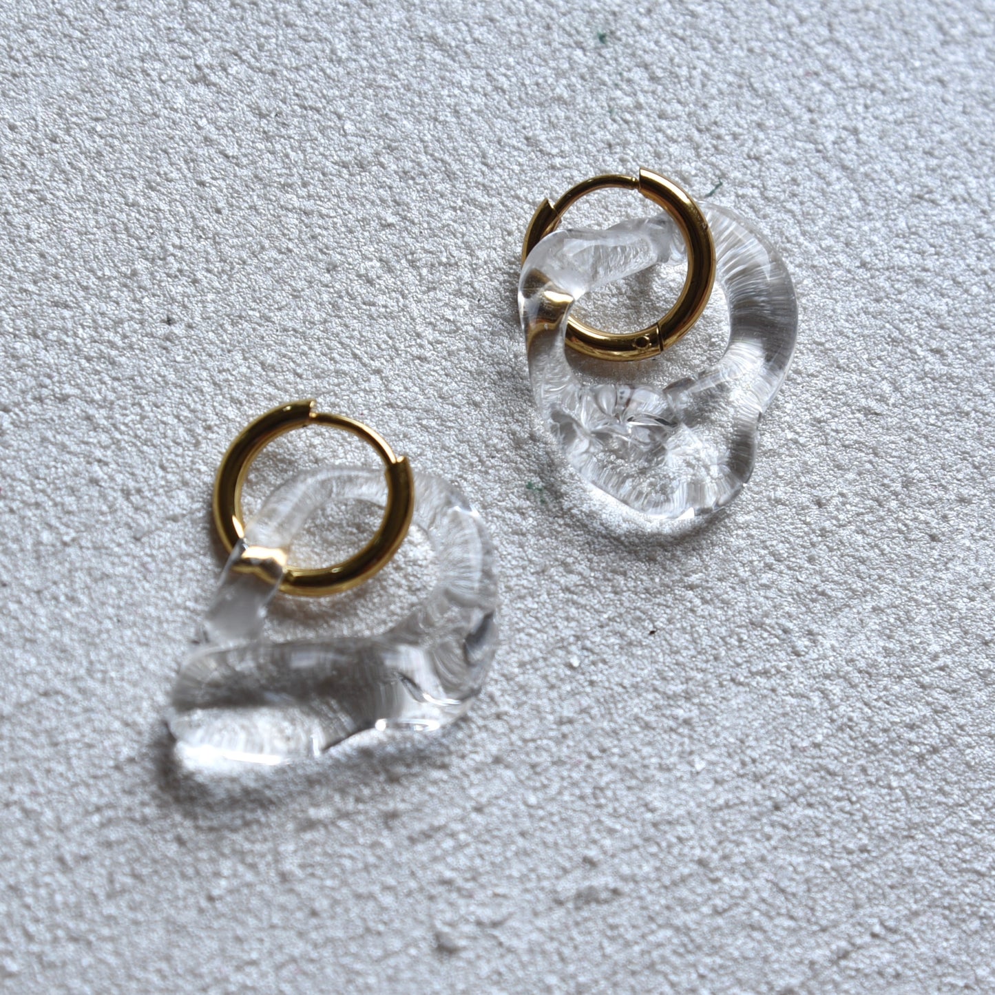 Gold Organic Glass Earrings