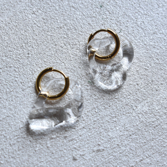 Gold Organic Glass Earrings