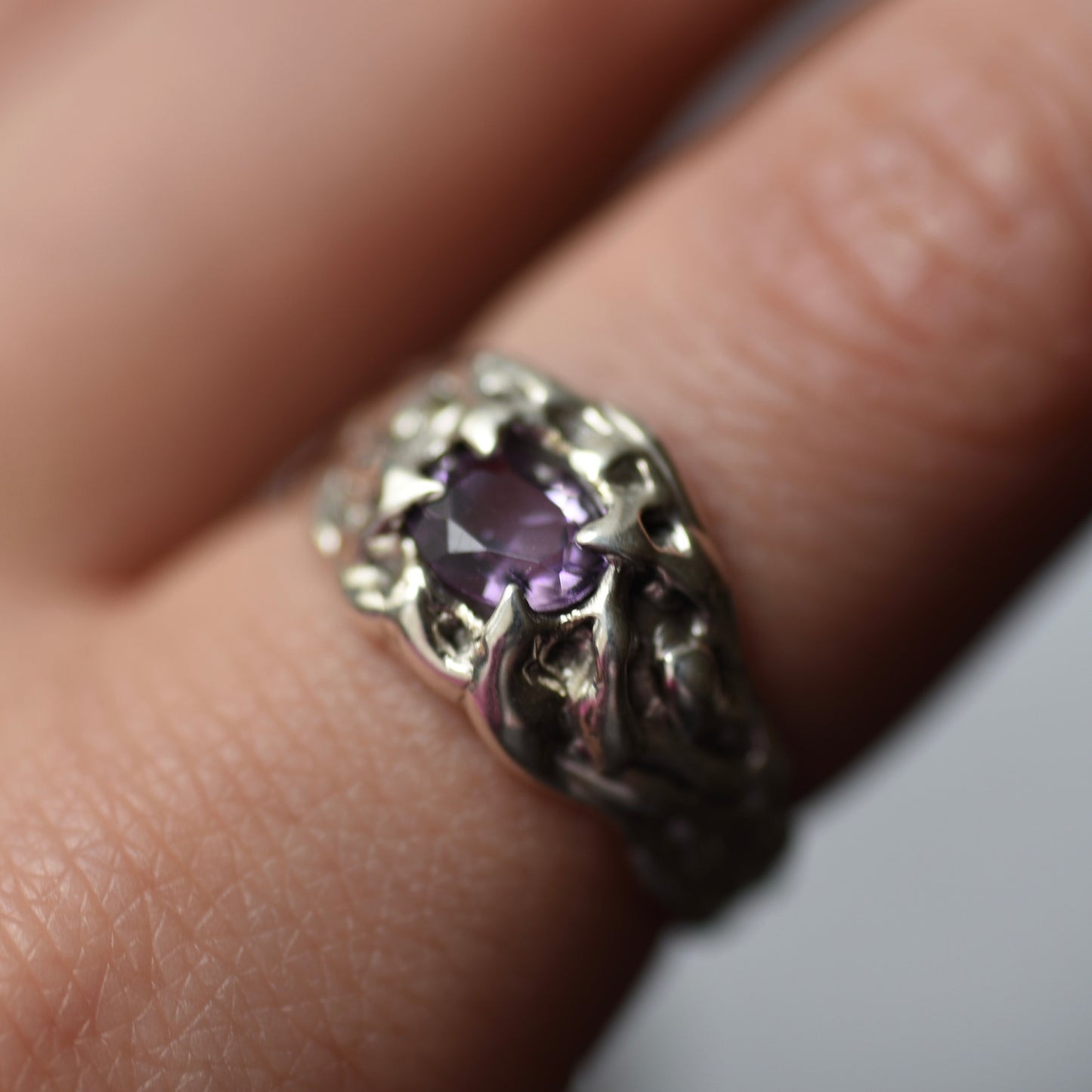 Purple Loverain Silver Ring