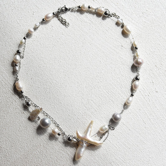 Crosspearl Steel Necklace