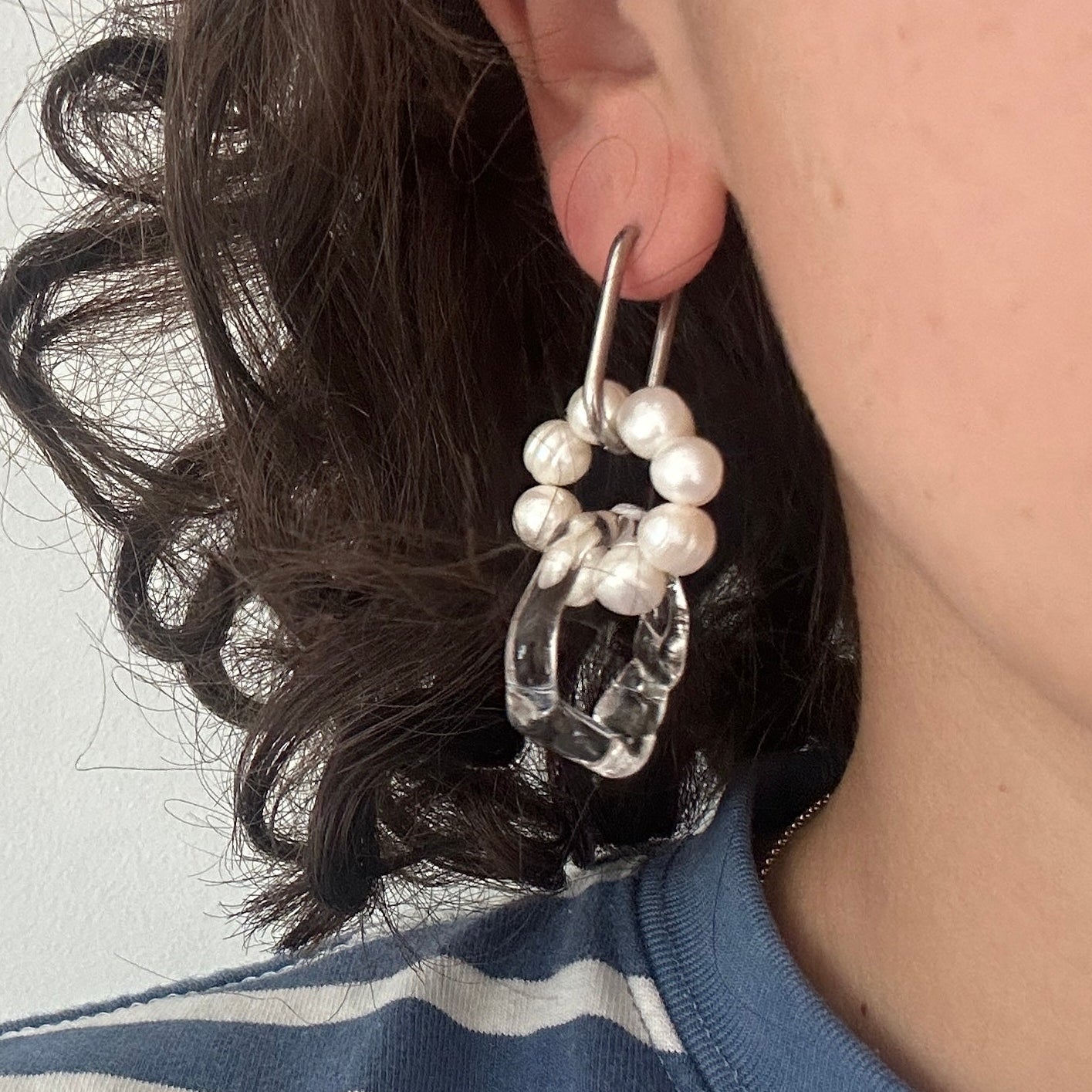 Glasspearl and Steel Earrings