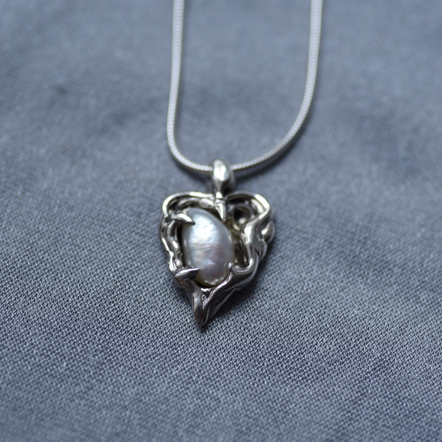 Pearly Heart Silver Necklace