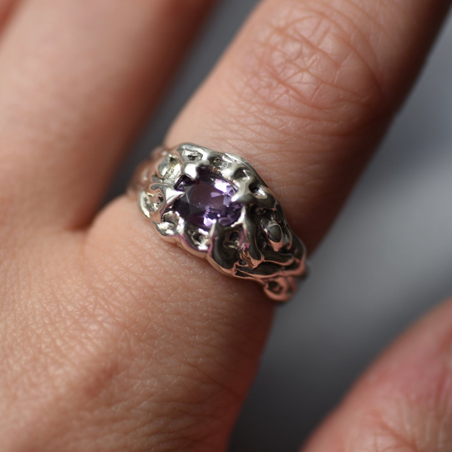 Purple Loverain Silver Ring