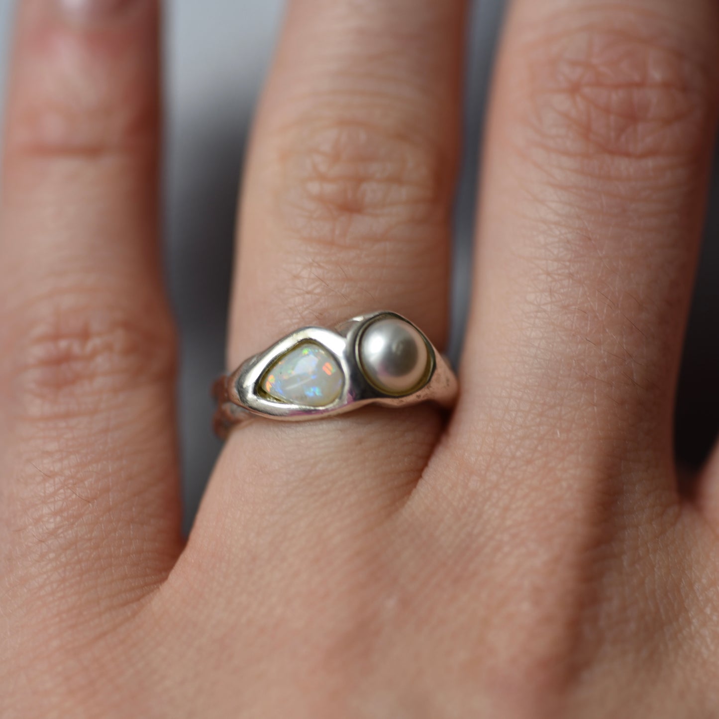 Opal Love Silver Ring