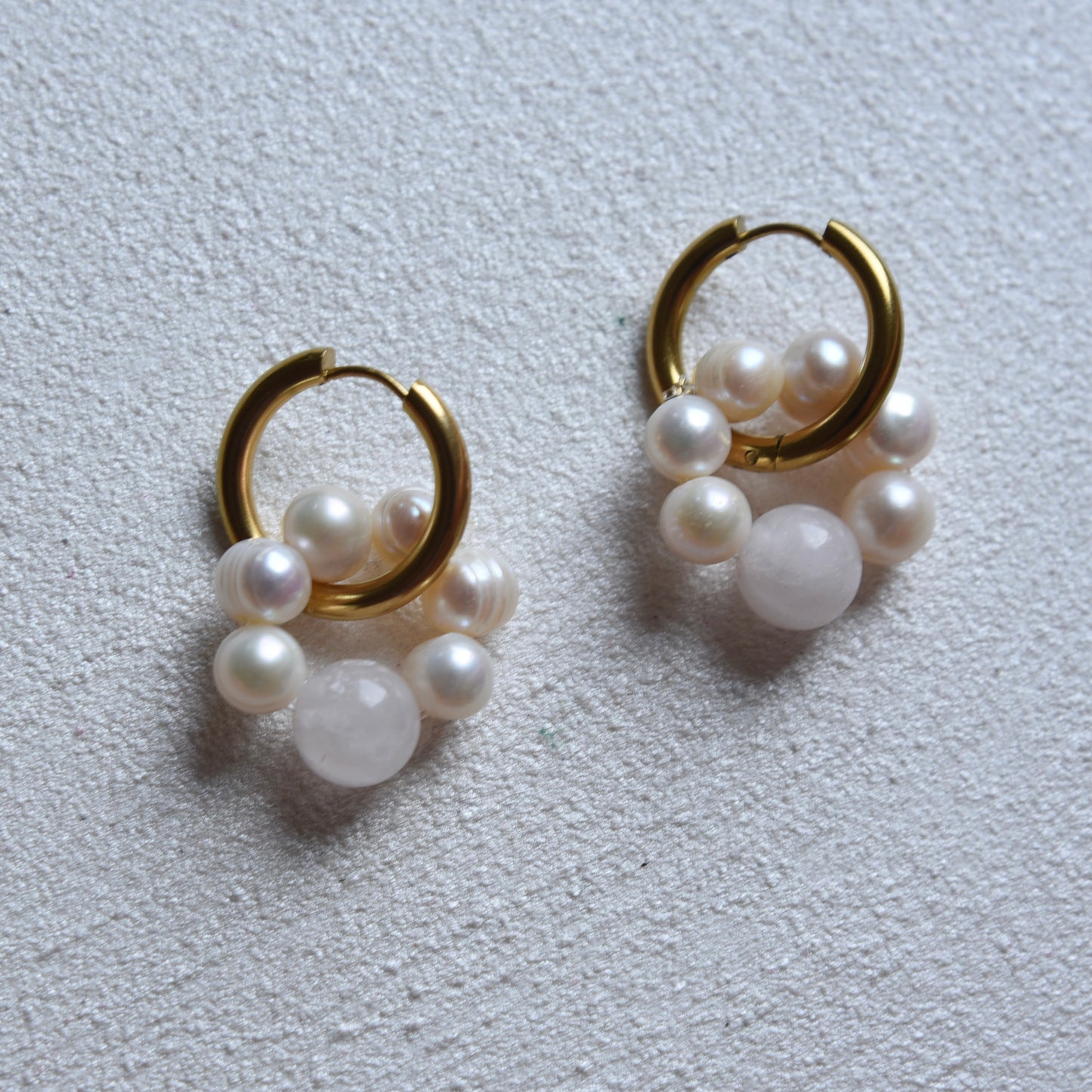 Rosequarz and Pear Earrings