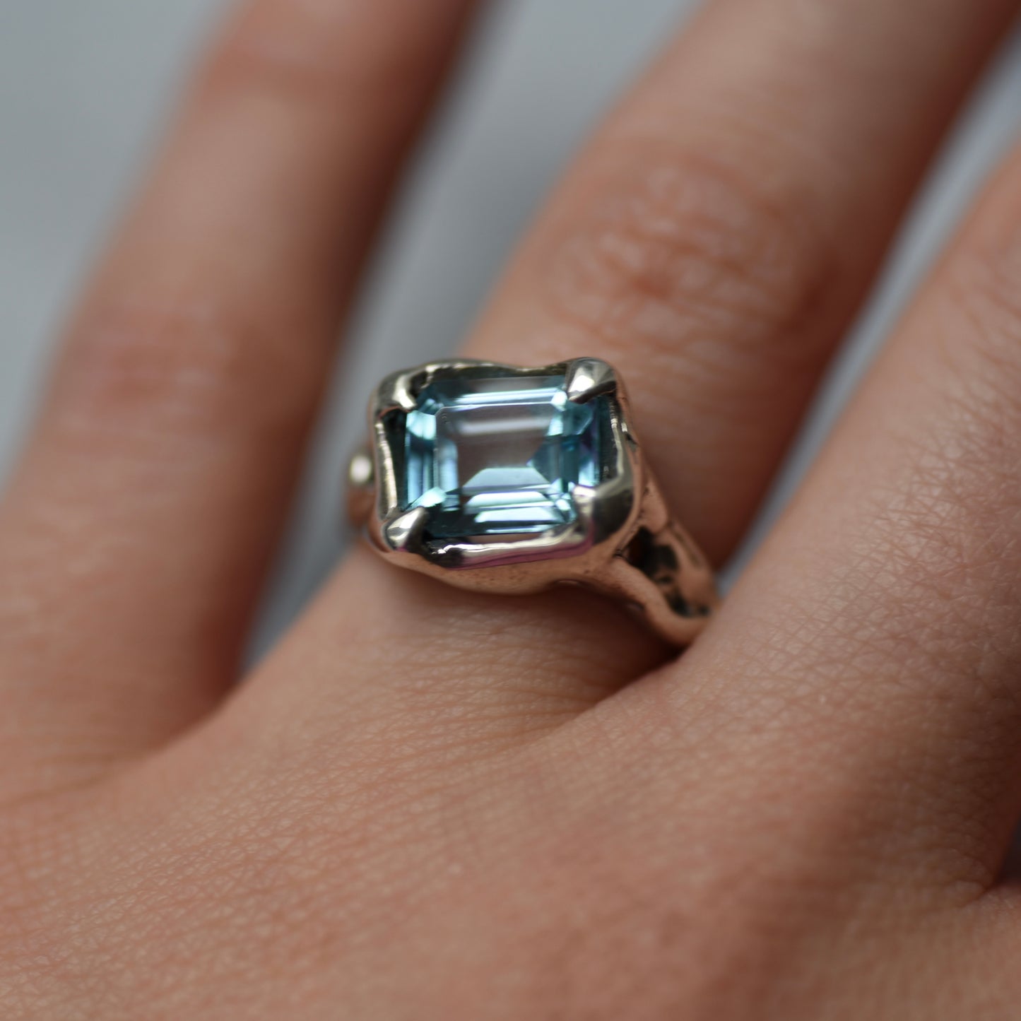 Blue Zircon Silver Ring