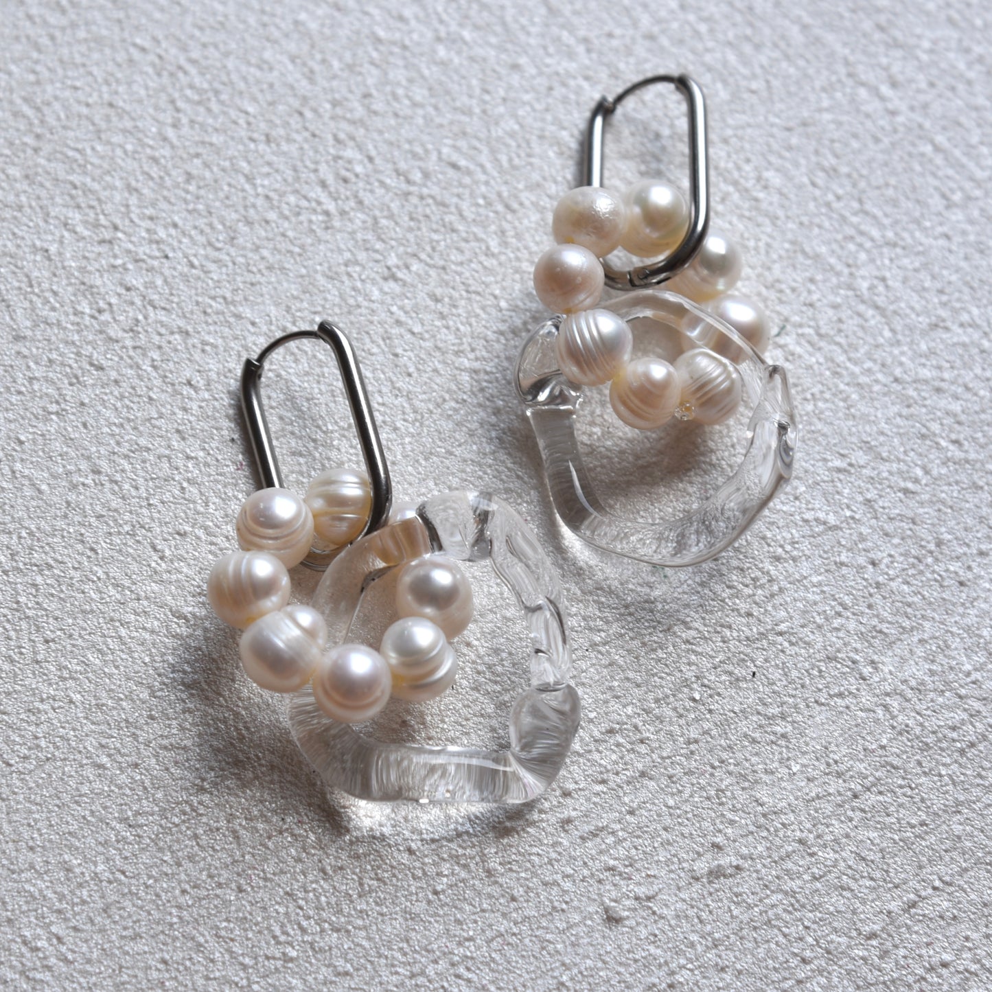Glasspearl and Steel Earrings