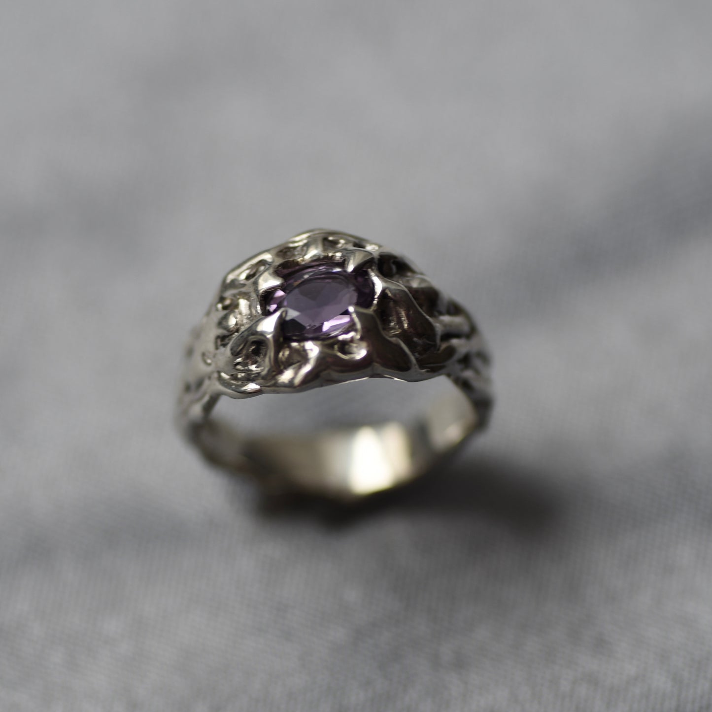 Purple Loverain Silver Ring