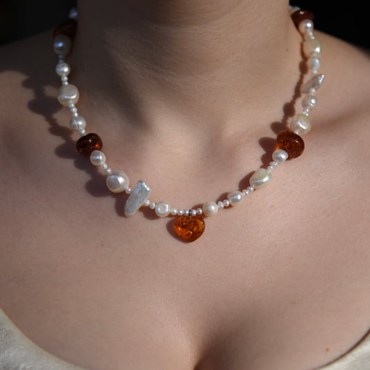 Amber Heart Necklace