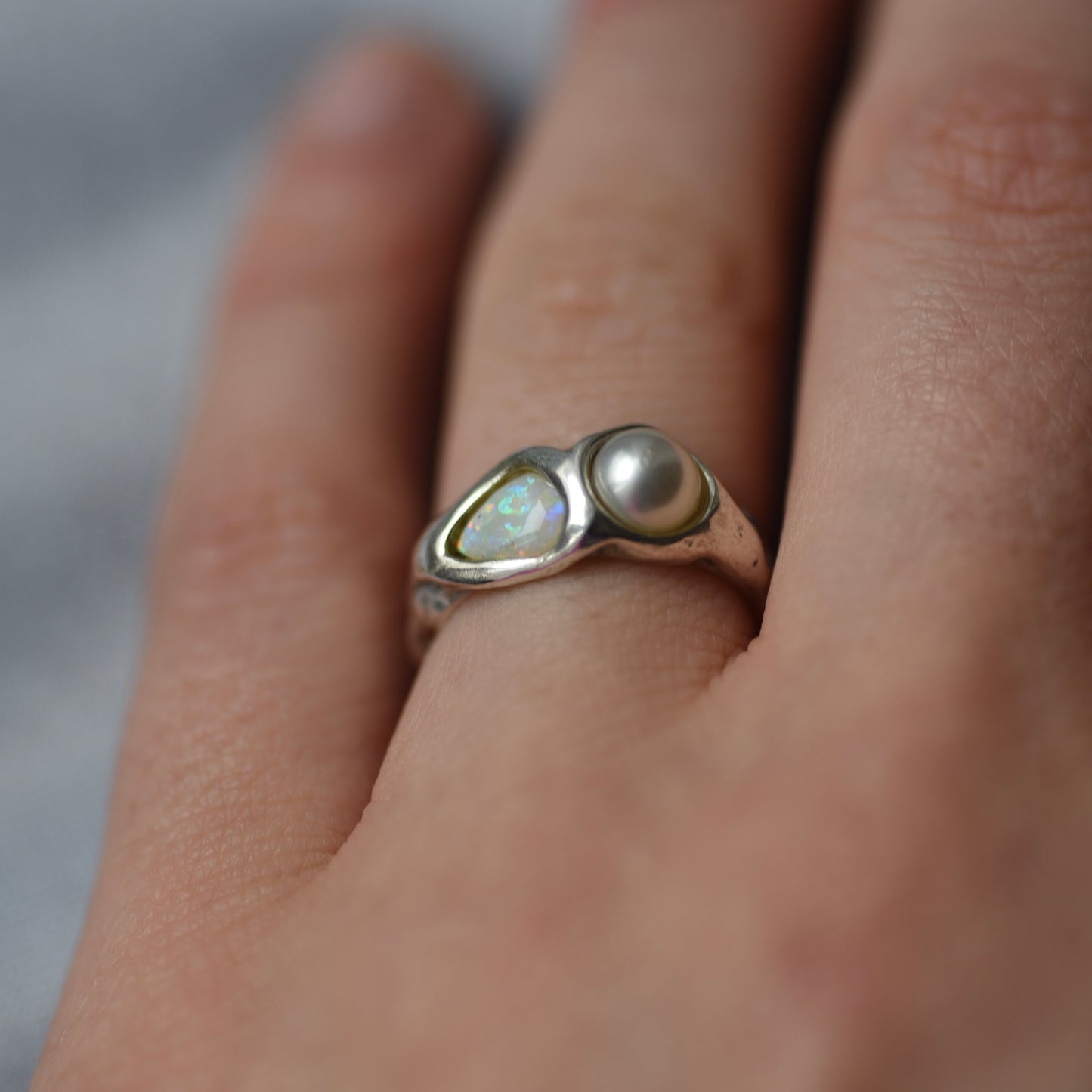 Opal Love Silver Ring