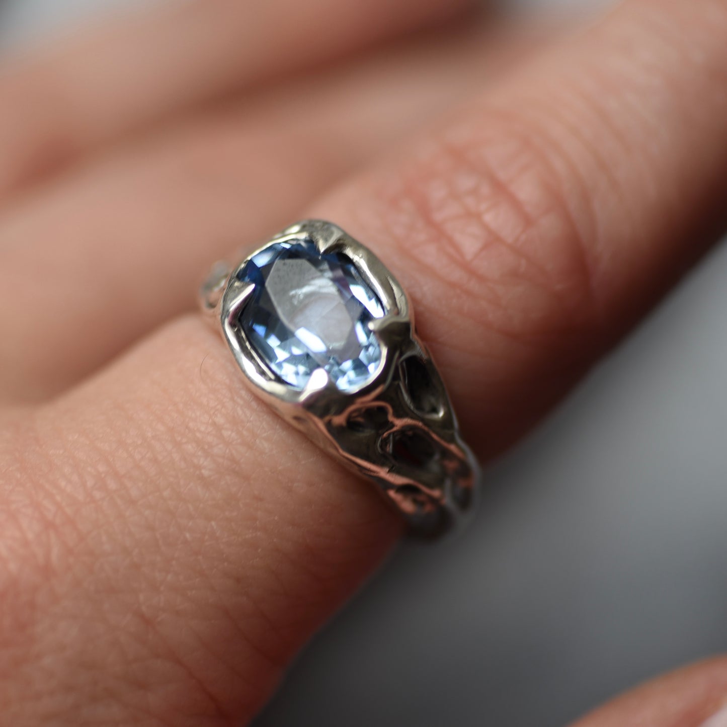 Blue Love Silver Ring