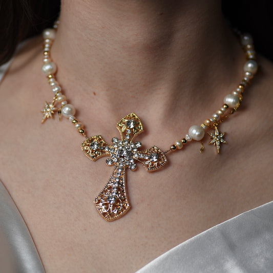 Gold Big Cross Necklace