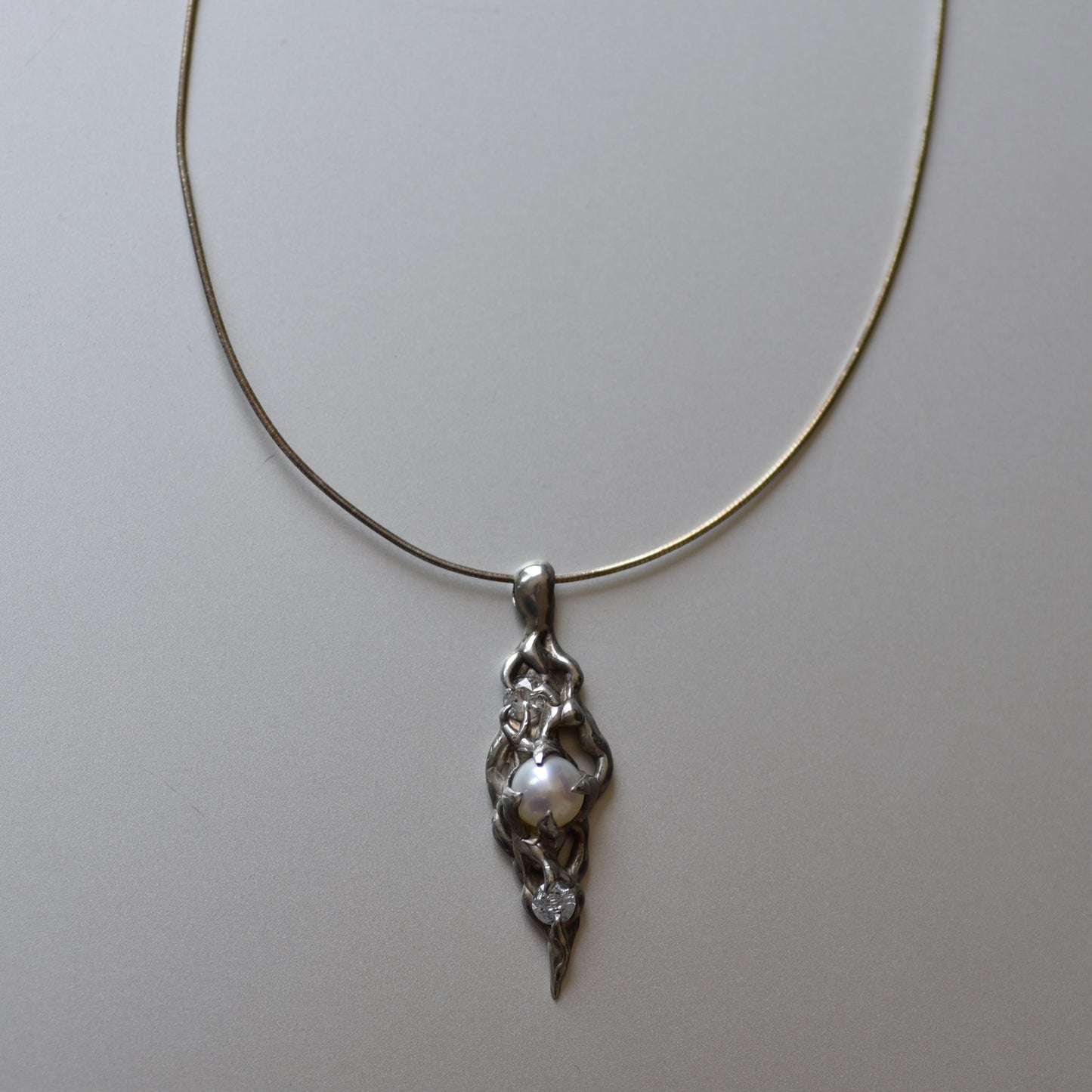 Organic shaped Silver Necklace