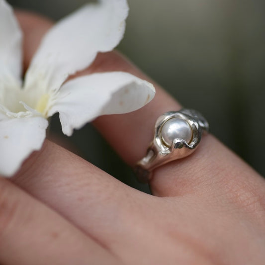 Pearl Sapphire Silver Ring