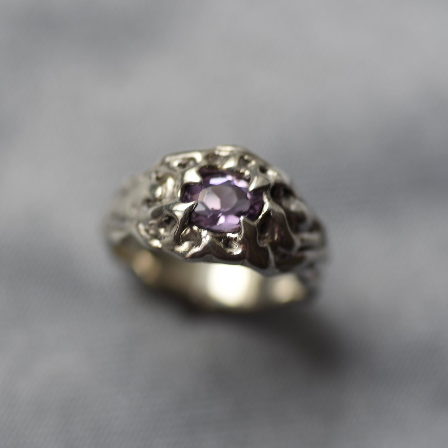 Purple Loverain Silver Ring