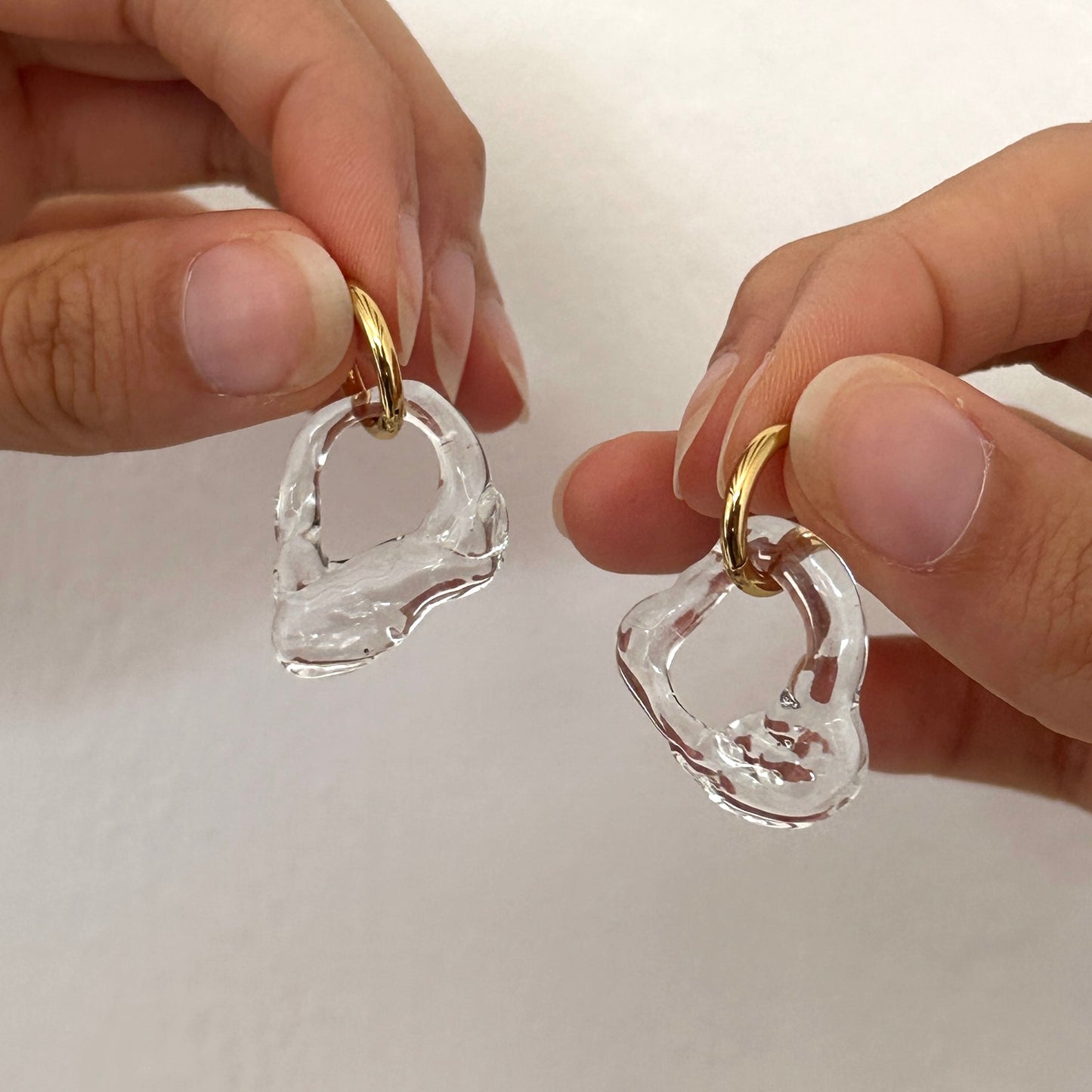 Gold Organic Glass Earrings