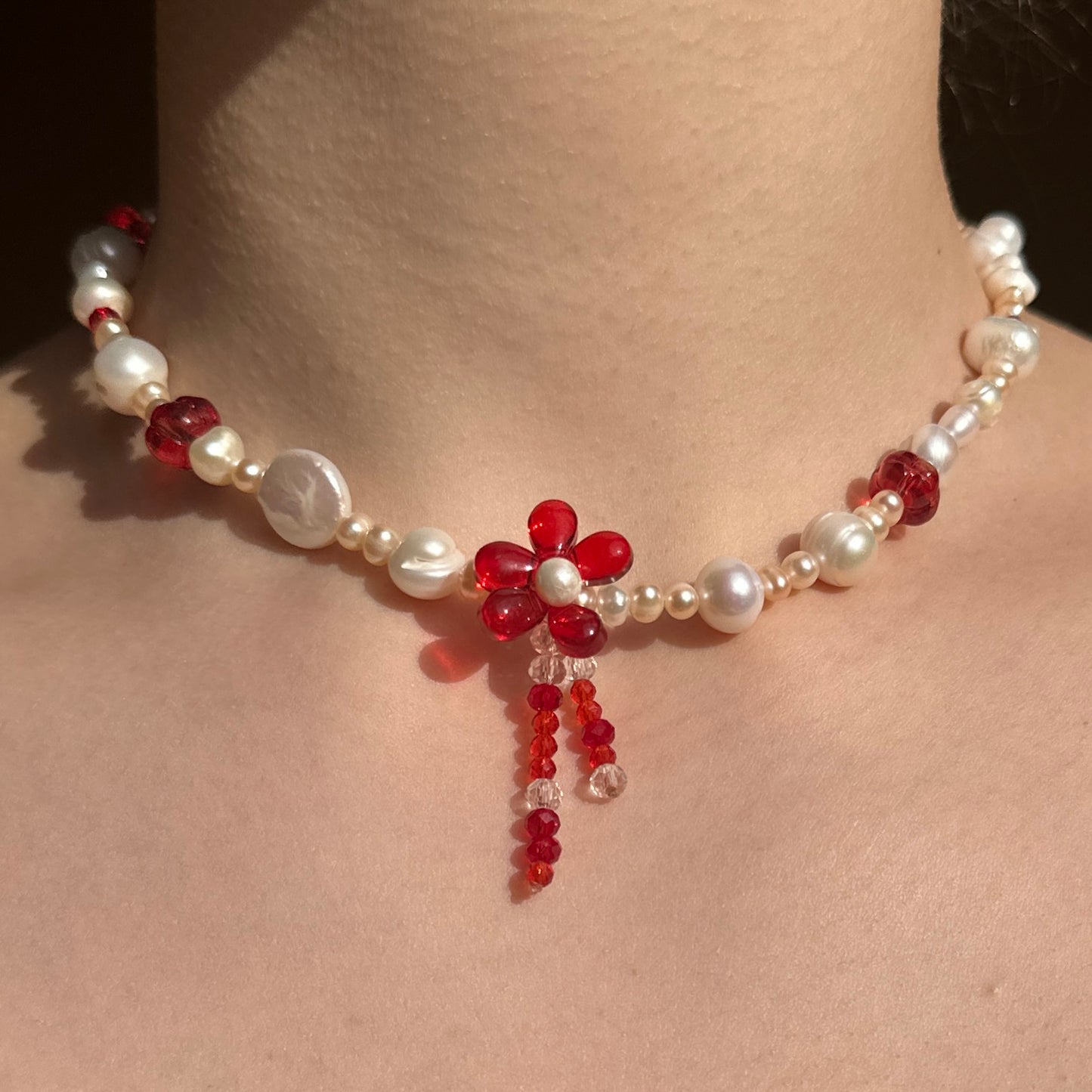 Red Flower Necklace