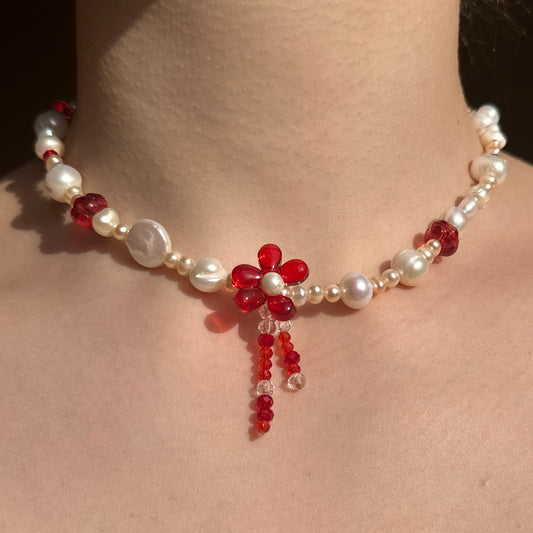 Red Flower Necklace