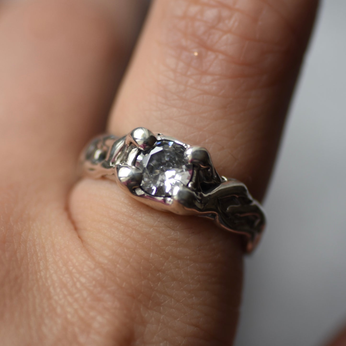 White Loveclouds Silver Ring