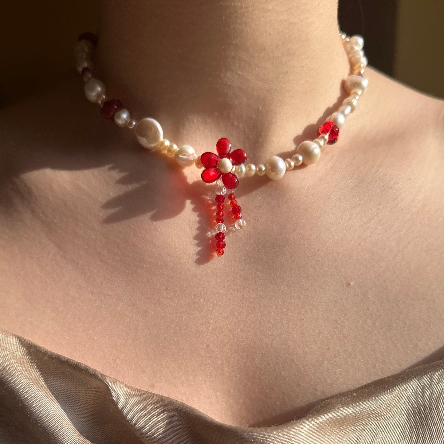 Red Flower Necklace