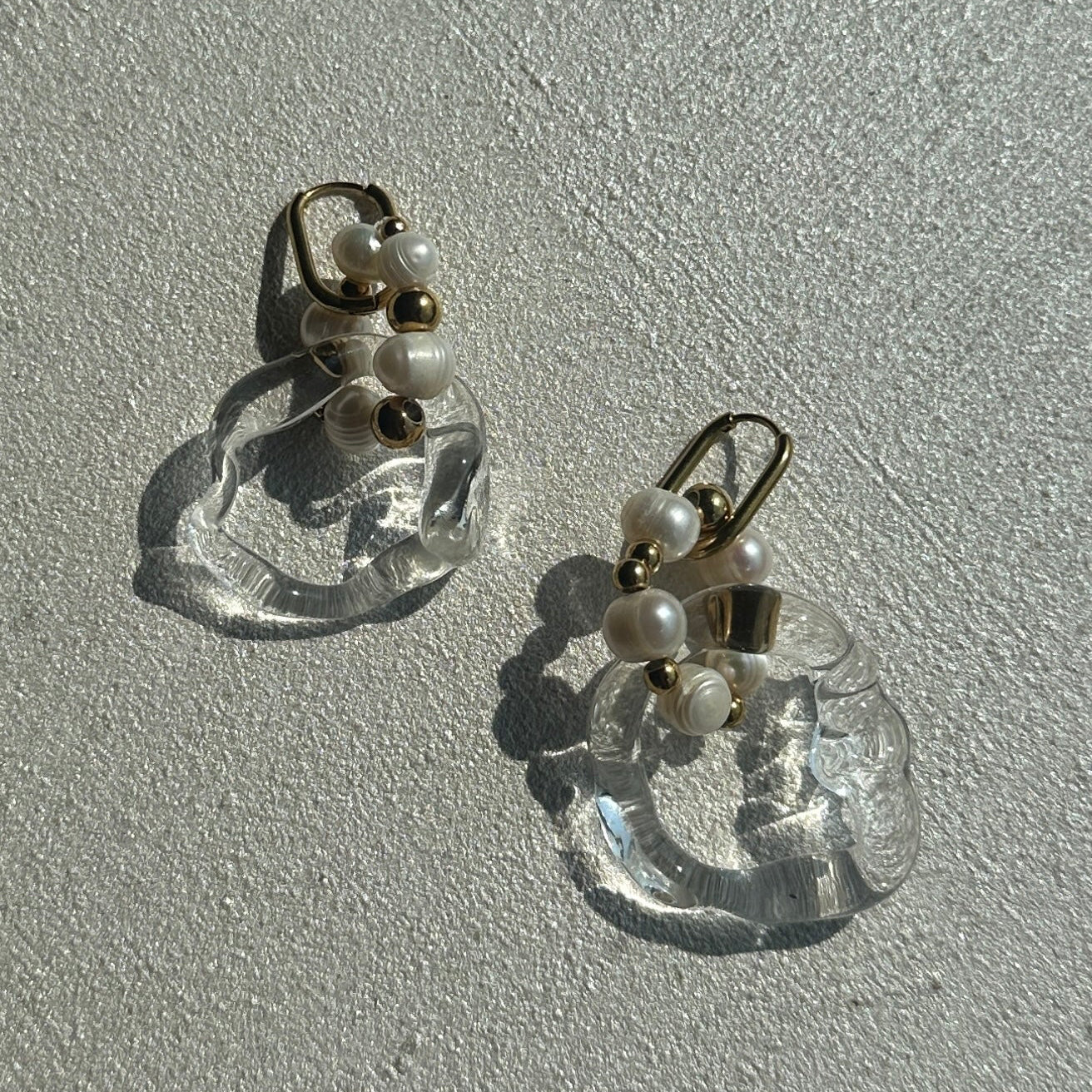 Gold Glass Pearl Earrings