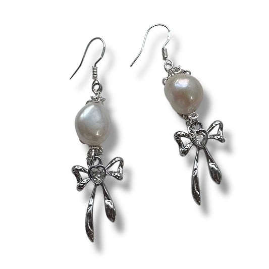 Grey Bow Earrings