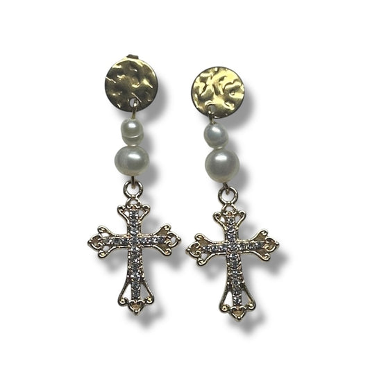 Gold Cross Earrings