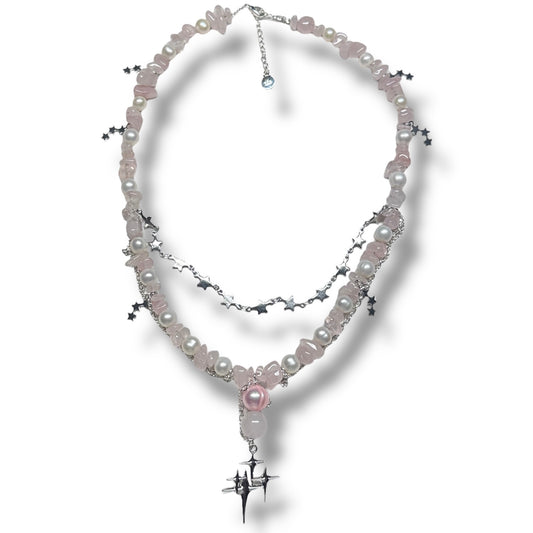 Rosequarz Star Necklace
